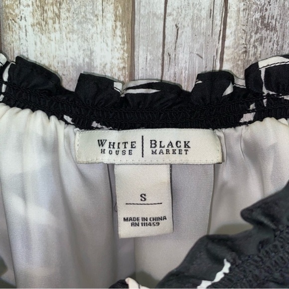 White House Black Market Silk Black Off The Shoulder Blouse - Picture 4 of 6